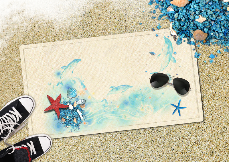 沙滩海报psd设计背景_新图网 https://ixintu.com 沙滩海报背景图片免费下载卡通 沙滩 童趣 背景 鞋子 卡通 手绘