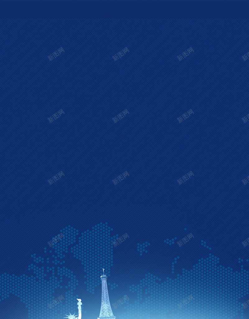 蓝色背景上的城市建筑H5素材背景psd设计背景_新图网 https://ixintu.com 蓝色背景 地图 地球 大气 建筑 自由女神像 悉尼歌剧院 埃菲尔铁塔 H5素材 PSD背景