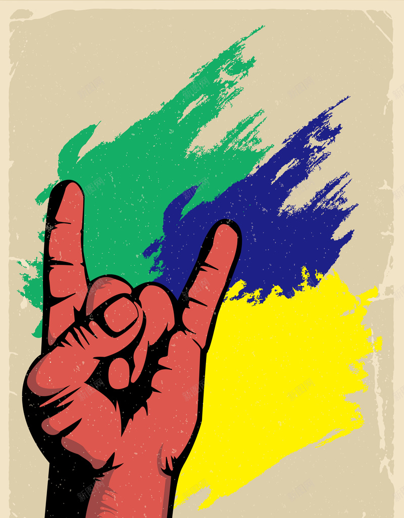 复古简约燥起来摇滚音乐节海报背景素材jpg设计背景_新图网 https://ixintu.com 音乐节 复古 摇滚 简约 音乐 燥起来 手势 海报 背景 素材