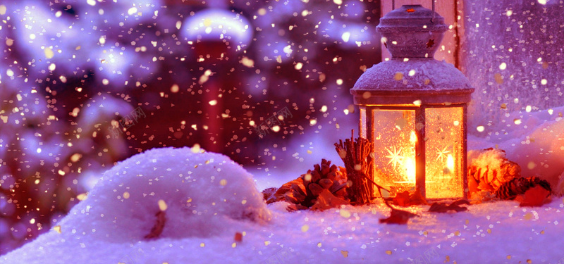 浪漫冬日蜡烛灯背景背景