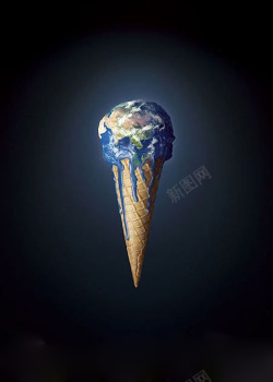 地球冰淇淋融化的地球背景素材高清图片