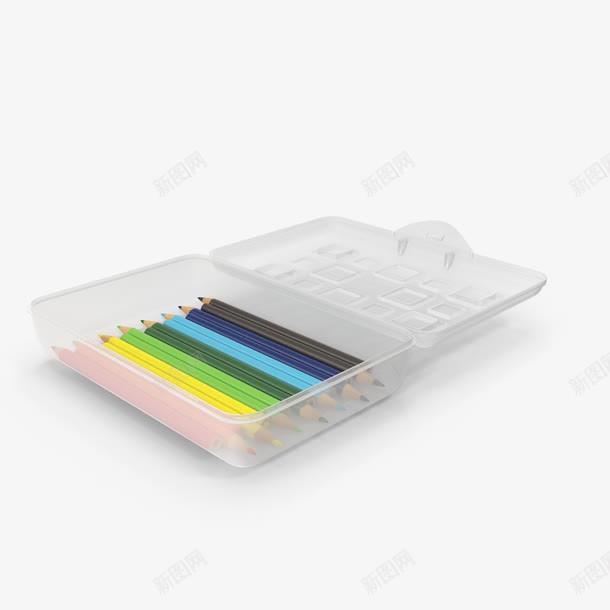 一盒铅笔png免抠素材_新图网 https://ixintu.com 各色铅笔 办公用品 艺术用品 多色铅笔 铅笔 容器 盒子 打开的铅笔盒 塑料铅笔盒 盒子 打开的铅笔盒 塑料铅笔盒