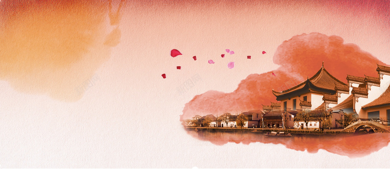 古典建筑背景jpg设计背景_新图网 https://ixintu.com 江南水乡 复古 水墨 建筑背景 古典背景 海报banner 中国风