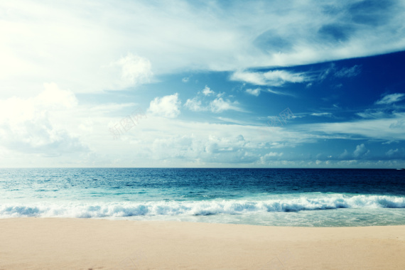 蓝天白云大海海滩旅游平面广告背景