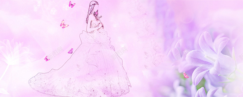 紫色浪漫婚纱详情页海报背景背景