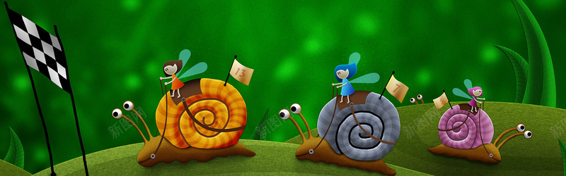卡通蜗牛与植物背景jpg设计背景_新图网 https://ixintu.com 卡通 植物 精灵 背景 蜗牛 海报banner 童趣 手绘