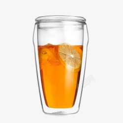 喝水用的双层玻璃杯高清图片