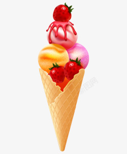 冰淇淋效果图卡通水果冰淇淋冷饮高清图片