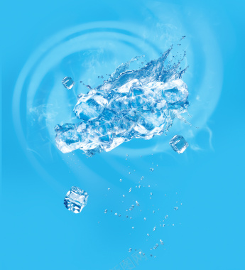 冰块清凉水纹蓝色背景素材背景