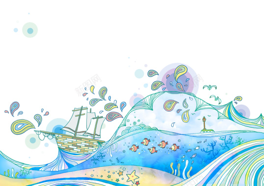 海洋插画设计背景