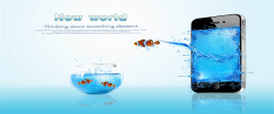 热带鱼水花手机大气蓝色数码海报背景高清图片