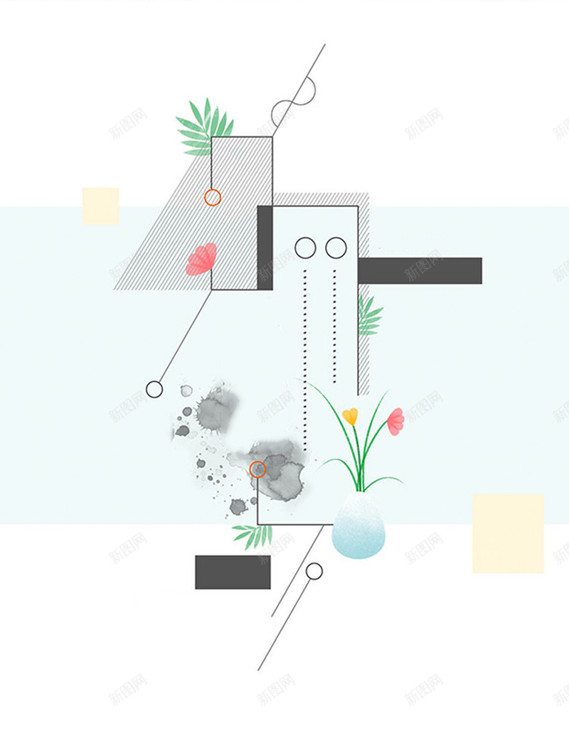 文艺清新海报背景psd设计背景_新图网 https://ixintu.com 卡通 文艺 清新 纯色 背景 个性 蓝色 小草 花草 手绘