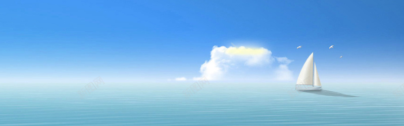 大海蓝天白云背景背景