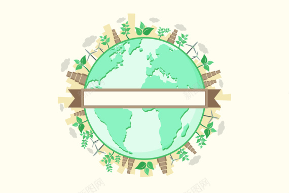 世界地球日卡通绿色地球生日海报背景素材背景