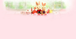 玫瑰兔子可爱兔子背景高清图片