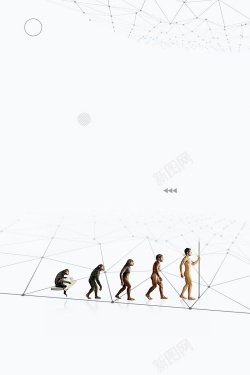海报的起源简约几何人类进化高清图片