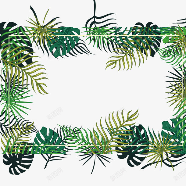 绿色植物边框纹理热带植物矢量ai免抠素材_新图网 https://ixintu.com 绿色植物 植物 绿色 矢量 边框纹理 边框 装饰图案
