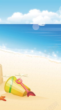 沙滩上的玩具H5背景背景