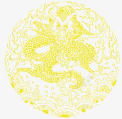宫殿图案手绘金色的龙十二生肖高清图片