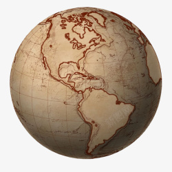 带地球图案的底咖啡色复古风格带经纬线的地球仪高清图片
