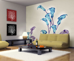 个性客厅客厅沙发背景壁画电视墙背景素材高清图片