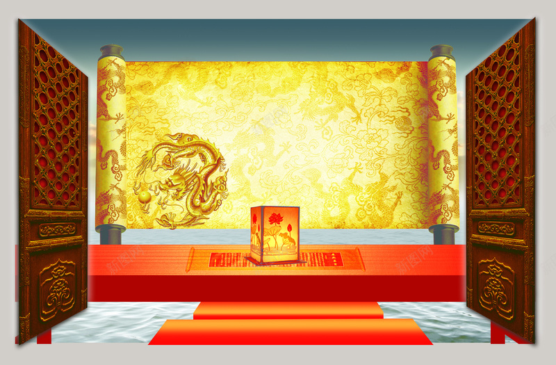 中国风古典咖色框架背景素材jpg设计背景_新图网 https://ixintu.com 古典 框架 卷轴 龙纹 开心 中国风