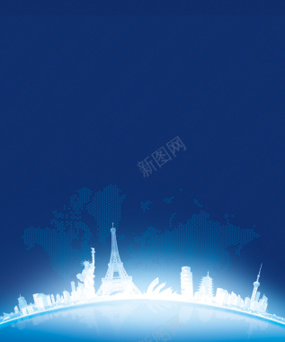 蓝色世界著名建筑背景图背景
