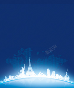 埃菲尔铁塔开心蓝色世界著名建筑背景图高清图片