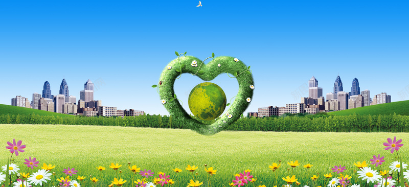 新能源背景psd设计背景_新图网 https://ixintu.com 城市建筑 大气 绿色 草地 地球 心形 节能 低碳 科技 商务 海报banner 科技感 科技风 高科技 科幻