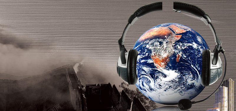 倾听地球jpg设计背景_新图网 https://ixintu.com 海报banner 地球 科幻 科技 耳机 商务