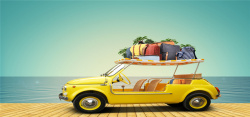 旅游包包创意汽车旅游海报背景高清图片