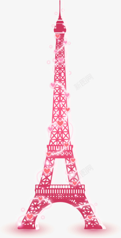 粉色埃菲尔铁塔卡通浪漫巴黎埃菲尔铁塔高清图片