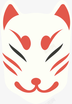 日本面具白色卡通动物面具高清图片