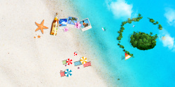 海滩派对矢量图蓝色海洋激情夏日派对海报背景素材高清图片