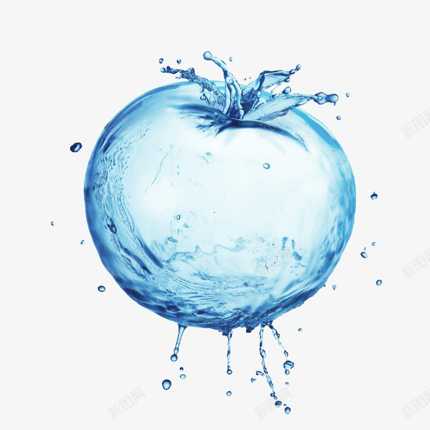 苹果png免抠素材_新图网 https://ixintu.com 水 水效 苹果 蓝色 特效 创意 另类
