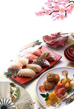 日本美食三折页日本料理美食海报背景模板高清图片