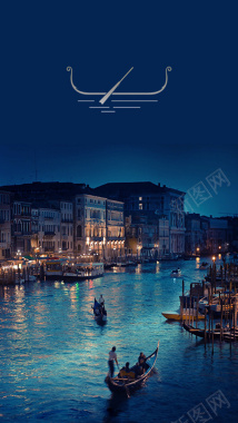 威尼斯夜景摄影H5背景素材摄影图片