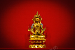 禅语典雅红色佛像背景高清图片