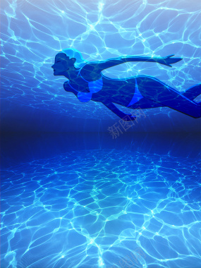 梦幻水底游泳运动背景素材背景