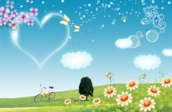 自行车向日葵向日葵背景素材高清图片