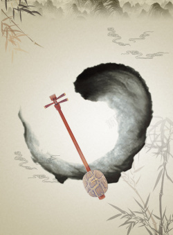 中国风楼书中国风传统乐器背景素材高清图片