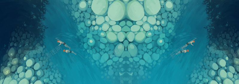 卡通海洋游泳背景bannerjpg设计背景_新图网 https://ixintu.com 蓝色背景 卡通 海洋 游泳 简约 石头 海水 全屏背景 banner