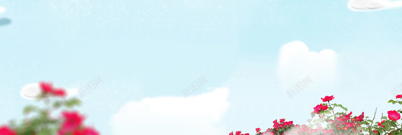 淘宝背景psd设计背景_新图网 https://ixintu.com 蓝天白云 花 海报banner 文艺 小清新 简约