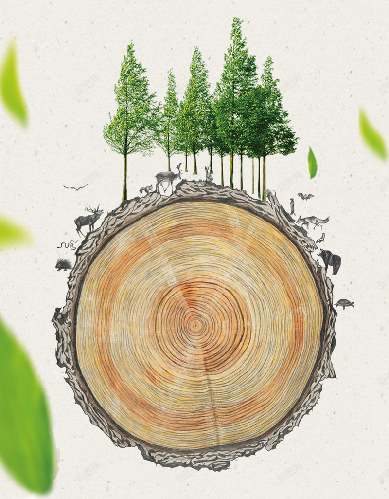 创意树木爱护地球公益宣传海报背景素材jpg设计背景_新图网 https://ixintu.com 保护地球 爱护地球 环境保护 树林 树桩 森林 爱护环境 保卫家园 保护资源 公益宣传 海报背景 呼吁