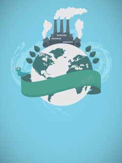 国际环境日蓝色矢量简约地球世界环境日海报背景高清图片