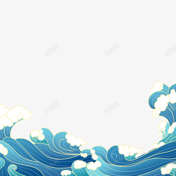 国潮海浪边框png免抠素材_新图网 https://ixintu.com 国潮 海浪 边框 创意 免扣