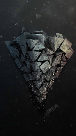 黑色石头挂件黑色创意石头科技手机端H5背景高清图片