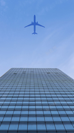 h5素材医院大楼建筑上的飞机H5背景高清图片