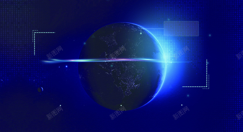 蓝色科技会议展板背psd设计背景_新图网 https://ixintu.com 创意地球 互联网 星球 星空 星云 宇宙KX 星海 星际 科技 科幻 商务