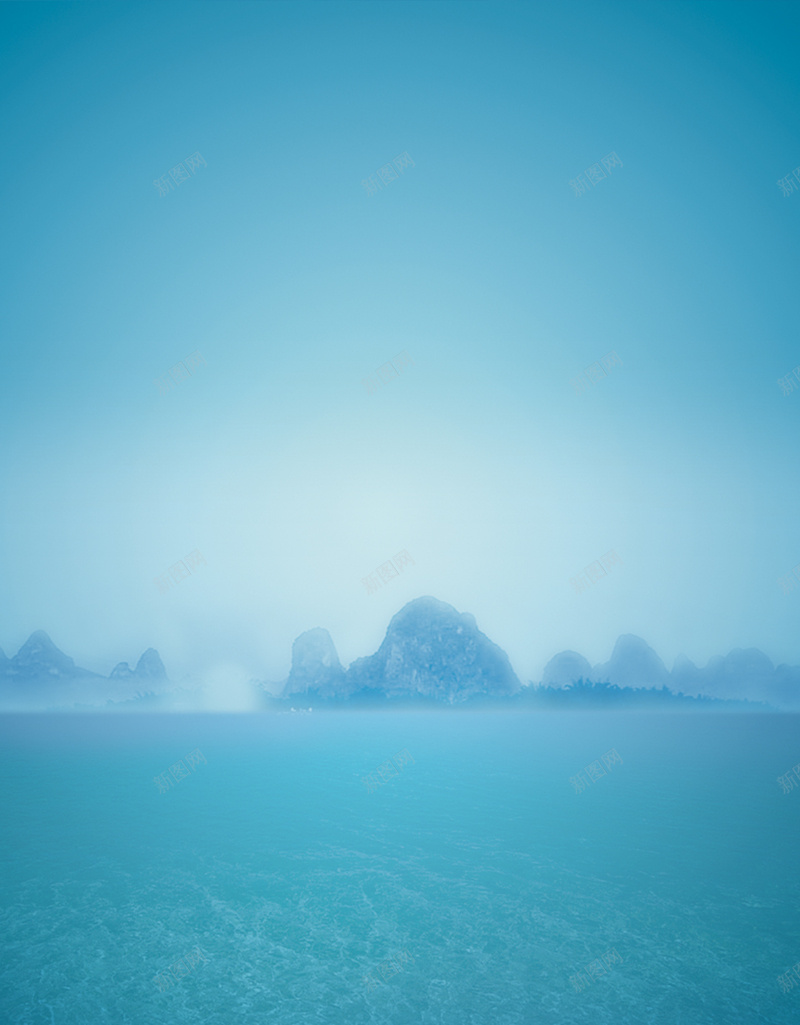 蓝色海洋H5背景psd设计背景_新图网 https://ixintu.com 平静 海洋 蓝色 山 H5背景 H5 h5